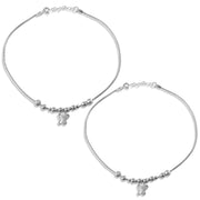 Taraash 925 Sterling Silver Anklet For Women With Silver Balls And Hanging Butterfly - Taraash