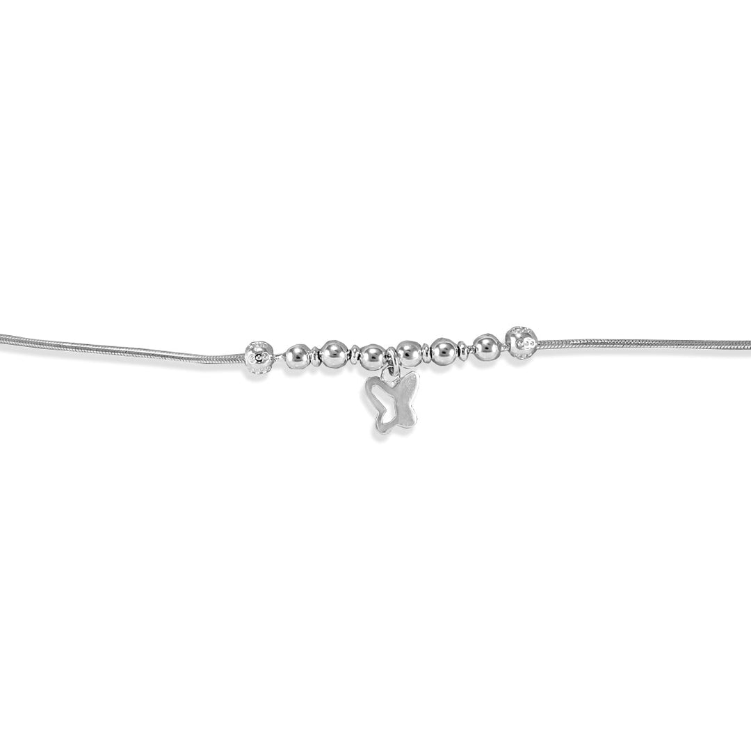 Taraash 925 Sterling Silver Anklet For Women With Silver Balls And Hanging Butterfly - Taraash