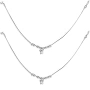 Taraash 925 Sterling Silver Anklet For Women With Silver Balls And Hanging Butterfly - Taraash