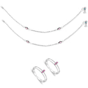 Taraash 925 Sterling Silver Anklet Toe Ring Combo For Women COMBO ANTR 110 - Taraash