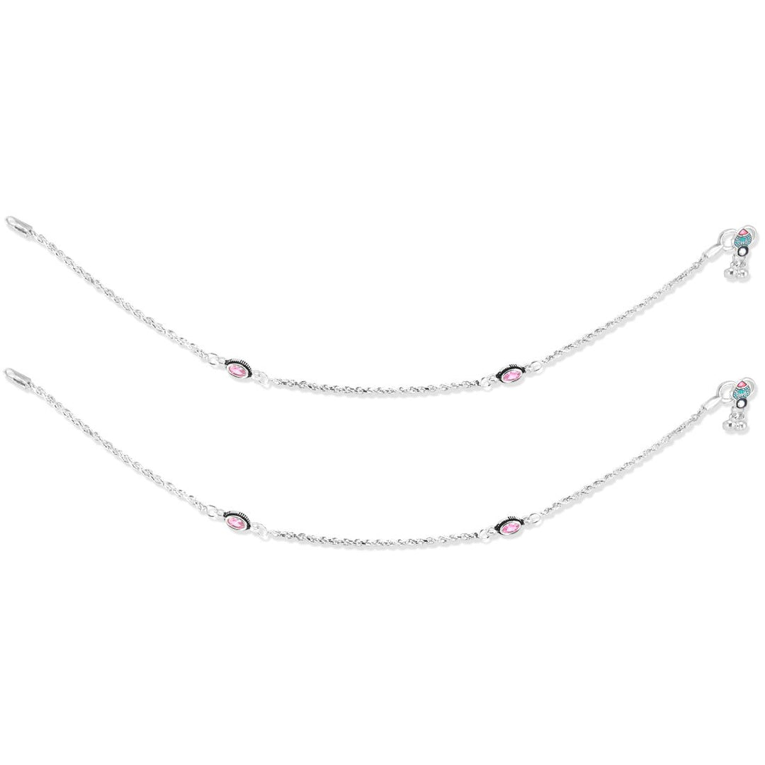 Taraash 925 Sterling Silver Anklet Toe Ring Combo For Women COMBO ANTR 112 - Taraash
