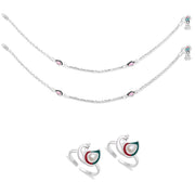 Taraash 925 Sterling Silver Anklet Toe Ring Combo For Women COMBO ANTR 113 - Taraash