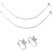 Taraash 925 Sterling Silver Anklet Toe Ring Combo For Women COMBO ANTR 116 - Taraash