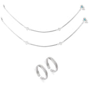 Taraash 925 Sterling Silver Anklet Toe Ring Combo For Women COMBO ANTR 118 - Taraash