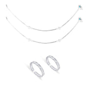Taraash 925 Sterling Silver Anklet Toe Ring Combo For Women COMBO ANTR 122 - Taraash