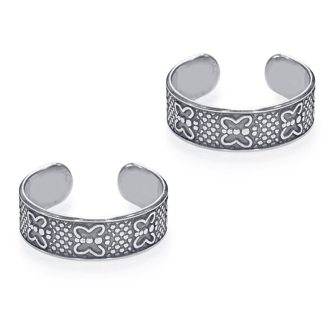 Taraash 925 Sterling Silver Anklet Toe Ring Combo For Women COMBO ANTR 123 - Taraash