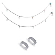 Taraash 925 Sterling Silver Anklet Toe Ring Combo For Women COMBO ANTR 123 - Taraash