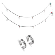 Taraash 925 Sterling Silver Anklet Toe Ring Combo For Women COMBO ANTR 127 - Taraash