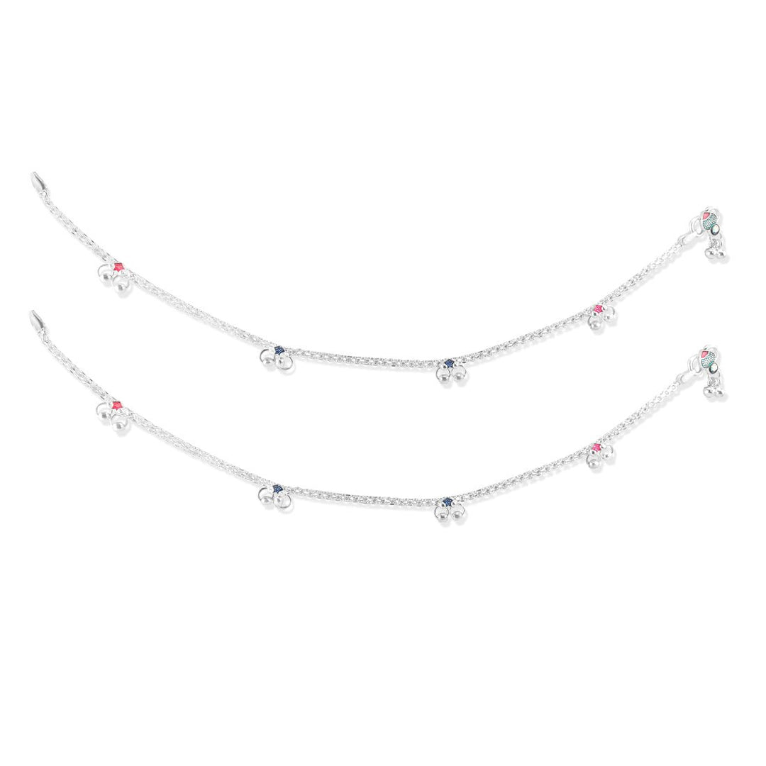 Taraash 925 Sterling Silver Anklet Toe Ring Combo For Women COMBO ANTR 128 - Taraash