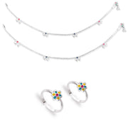 Taraash 925 Sterling Silver Anklet Toe Ring Combo For Women COMBO ANTR 128 - Taraash