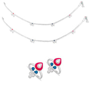 Taraash 925 Sterling Silver Anklet Toe Ring Combo For Women COMBO ANTR 130 - Taraash