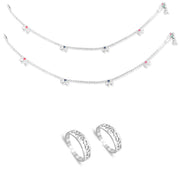 Taraash 925 Sterling Silver Anklet Toe Ring Combo For Women COMBO ANTR 131 - Taraash