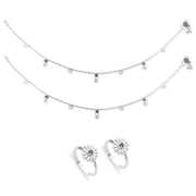Taraash 925 Sterling Silver Anklet Toe Ring Combo For Women COMBO ANTR 133 - Taraash