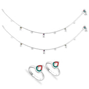 Taraash 925 Sterling Silver Anklet Toe Ring Combo For Women COMBO ANTR 134 - Taraash
