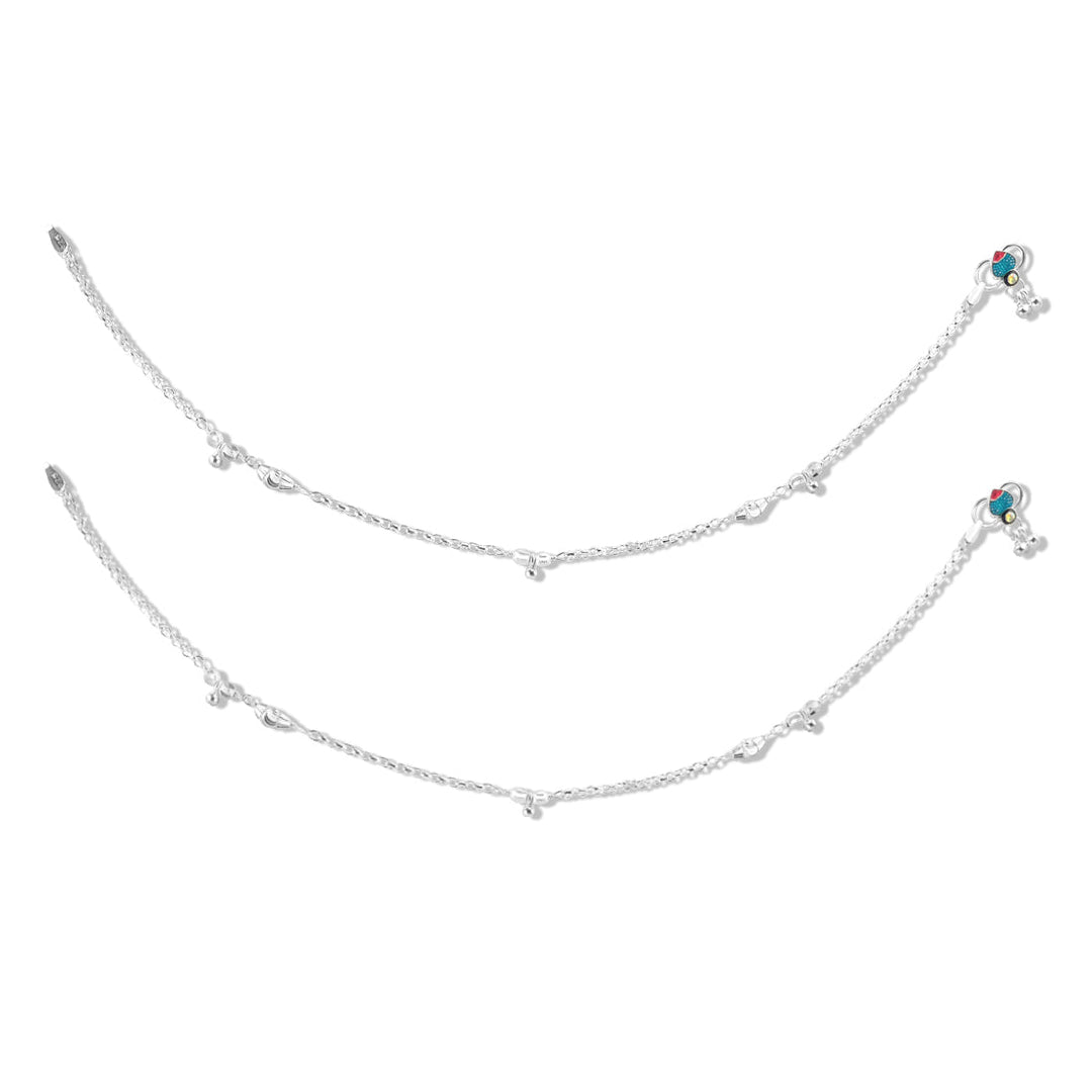 Taraash 925 Sterling Silver Anklet Toe Ring Combo For Women COMBO ANTR 135 - Taraash