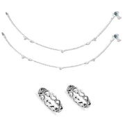 Taraash 925 Sterling Silver Anklet Toe Ring Combo For Women COMBO ANTR 136 - Taraash