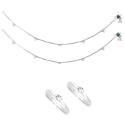 Taraash 925 Sterling Silver Anklet Toe Ring Combo For Women COMBO ANTR 143 - Taraash