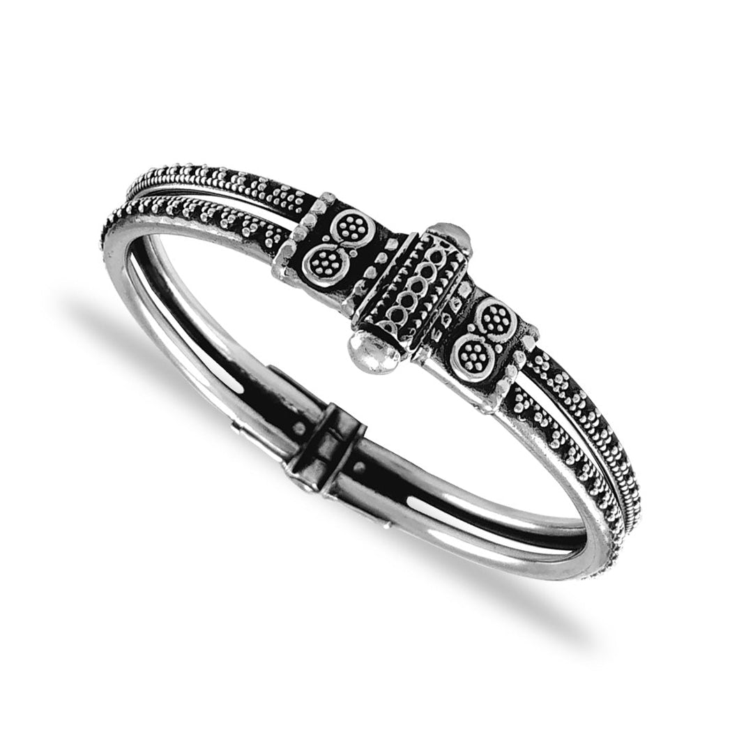 Taraash 925 Sterling Silver Antique 2 Layer Bangle for Women - Taraash