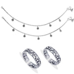 Load image into Gallery viewer, Taraash 925 Sterling Silver Antique Collection Combo of Anklet and Toe Ring COMBO ANTR 156 - Taraash
