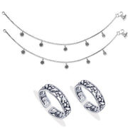 Taraash 925 Sterling Silver Antique Collection Combo of Anklet and Toe Ring COMBO ANTR 156 - Taraash