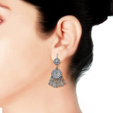 Taraash 925 Sterling Silver Antique Floral Jhumki For Women - Taraash