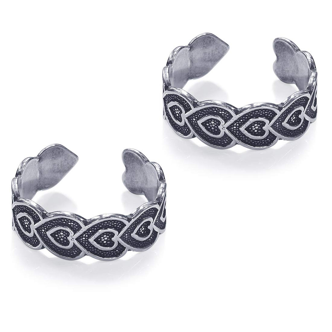 Taraash 925 Sterling Silver Antique Heart Design Toe Ring For Women LR1172A - Taraash