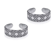 Taraash 925 Sterling Silver Antique Square Shape Toe Ring For Women LR1147A - Taraash