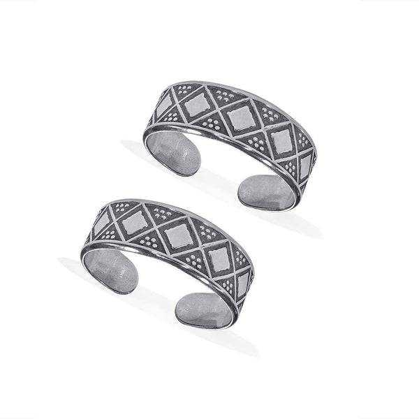 Taraash 925 Sterling Silver Antique Square Shape Toe Ring For Women LR1147A - Taraash