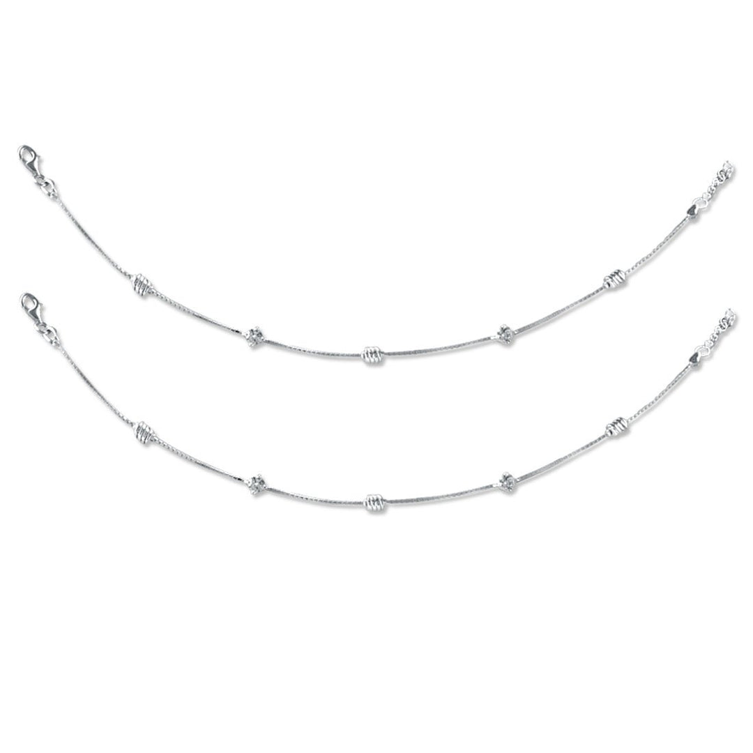 Taraash 925 Sterling Silver Beaded Design Anklet For Women - Taraash
