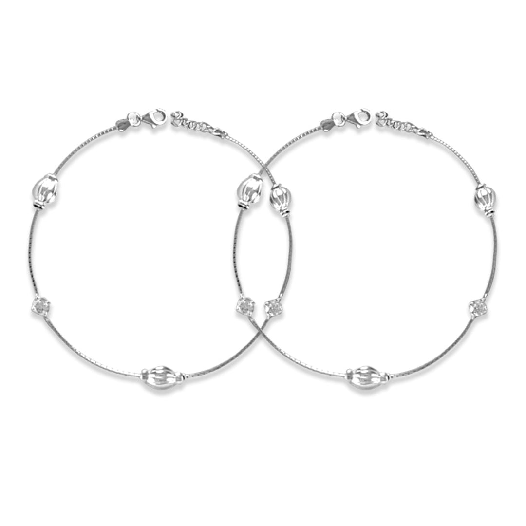 Taraash 925 Sterling Silver Beaded Design Anklet For Women - Taraash