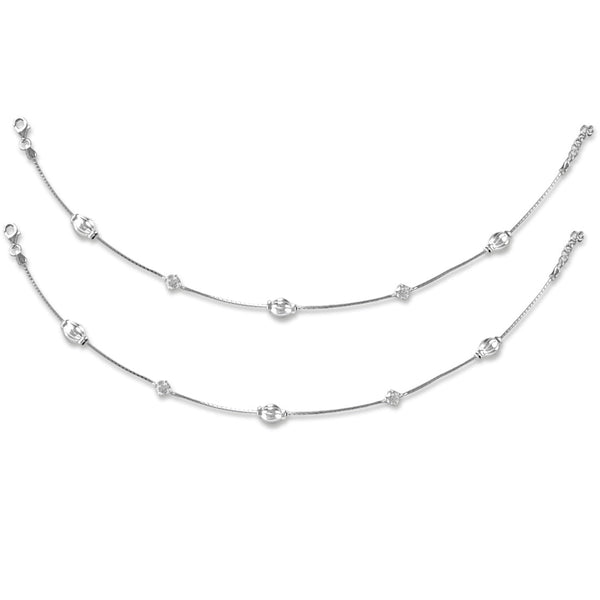 Taraash 925 Sterling Silver Beaded Design Anklet For Women - Taraash