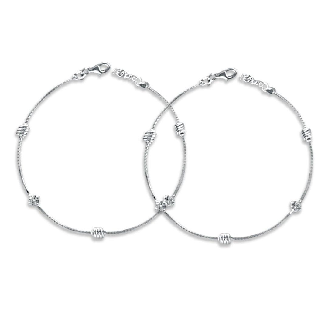 Taraash 925 Sterling Silver Beaded Design Anklet For Women - Taraash