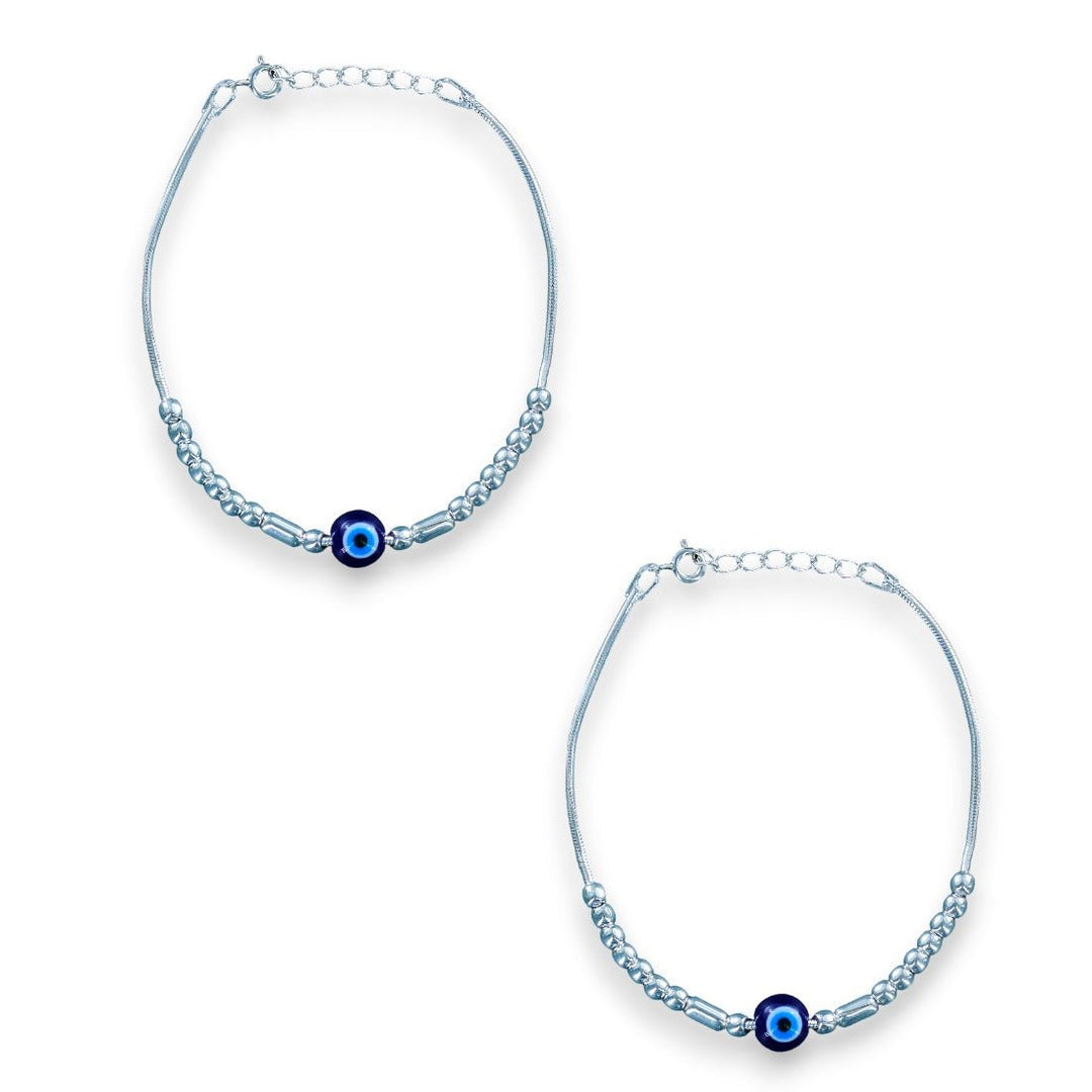 Taraash 925 Sterling Silver Beaded Evil Eye Anklet For Babies - Taraash