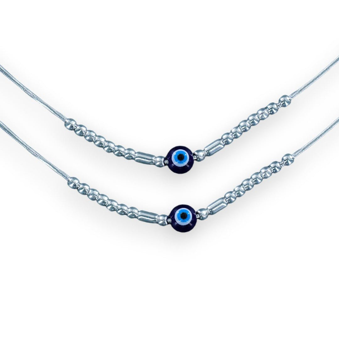 Taraash 925 Sterling Silver Beaded Evil Eye Anklet For Babies - Taraash