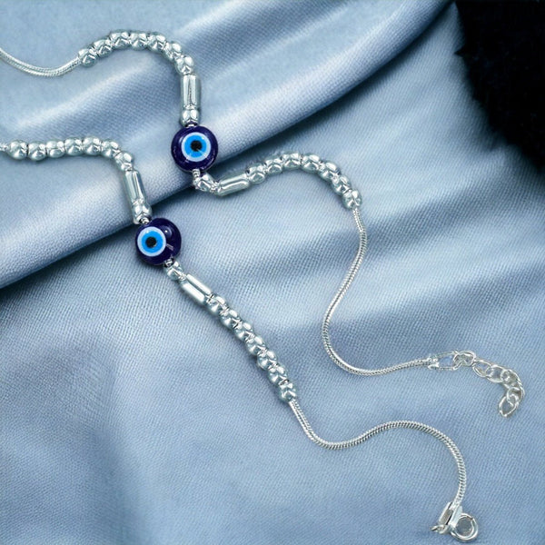 Taraash 925 Sterling Silver Beaded Evil Eye Anklet For Babies - Taraash