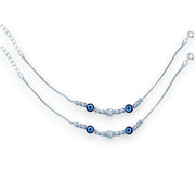 Taraash 925 Sterling Silver Beaded Evil Eye Anklet For Kids - Taraash