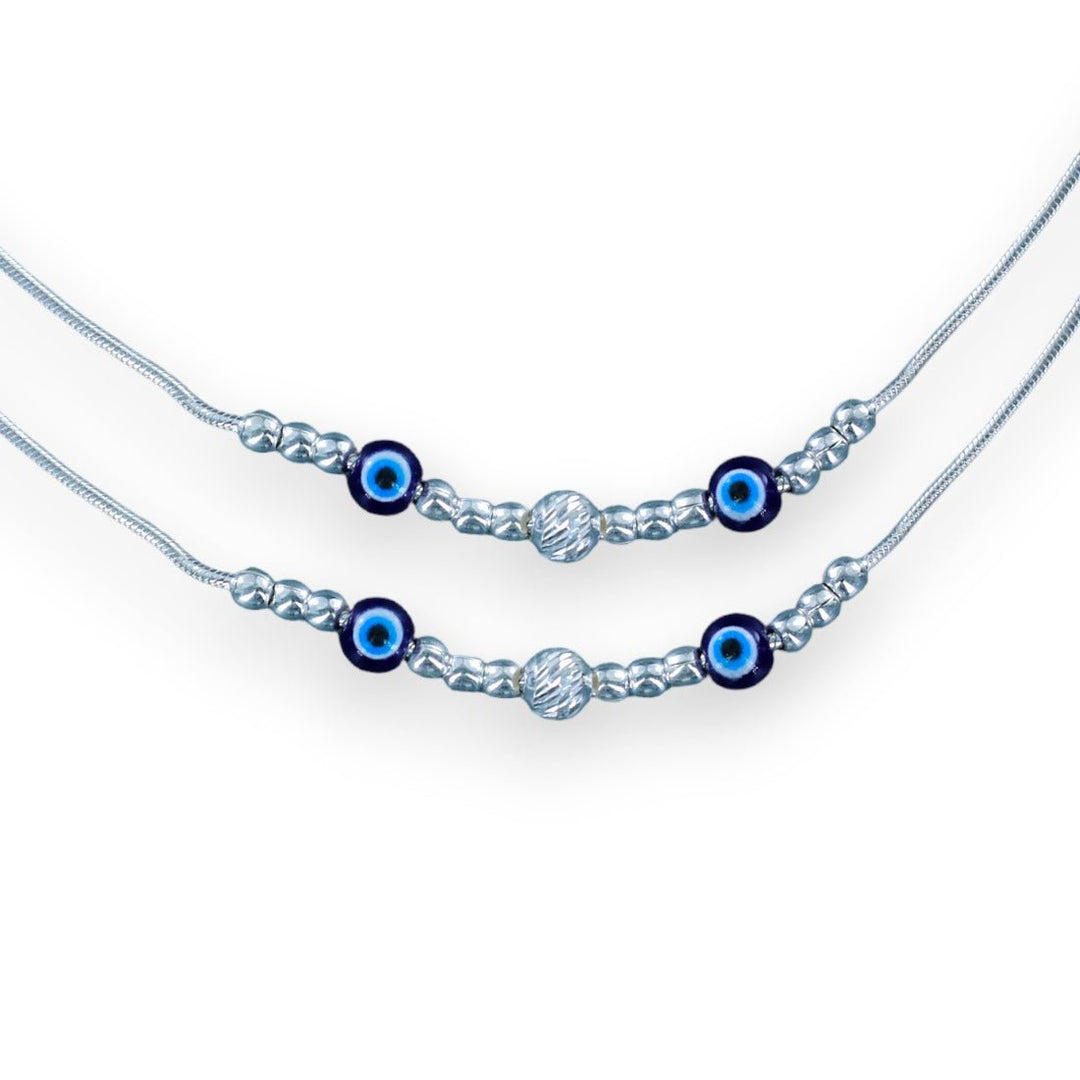 Taraash 925 Sterling Silver Beaded Evil Eye Anklet For Kids - Taraash