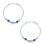 Load image into Gallery viewer, Taraash 925 Sterling Silver Beaded Evil Eye Anklet For Kids - Taraash
