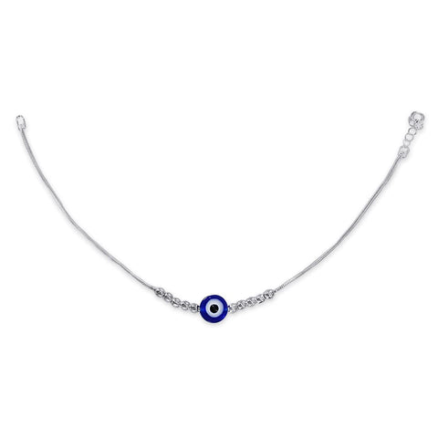 Taraash 925 Sterling Silver Beaded Evil Eye Anklet For Women - Taraash
