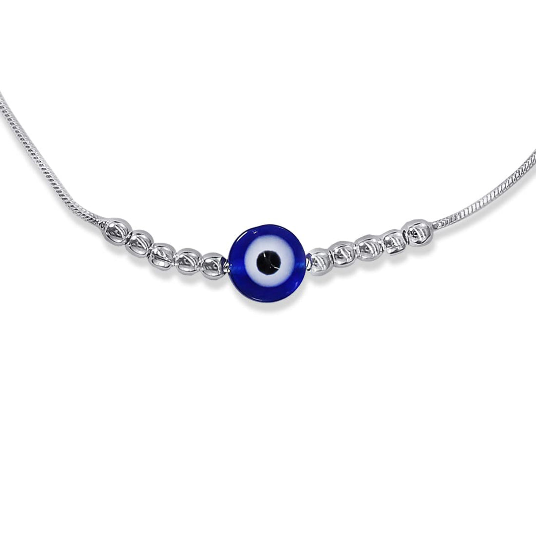 Taraash 925 Sterling Silver Beaded Evil Eye Anklet For Women - Taraash