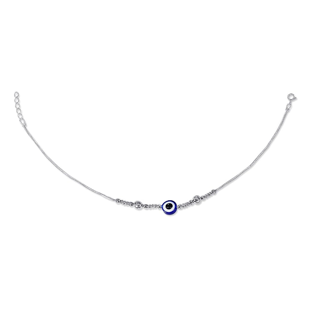 Taraash 925 Sterling Silver Beaded Evil Eye Anklet For Women - Taraash