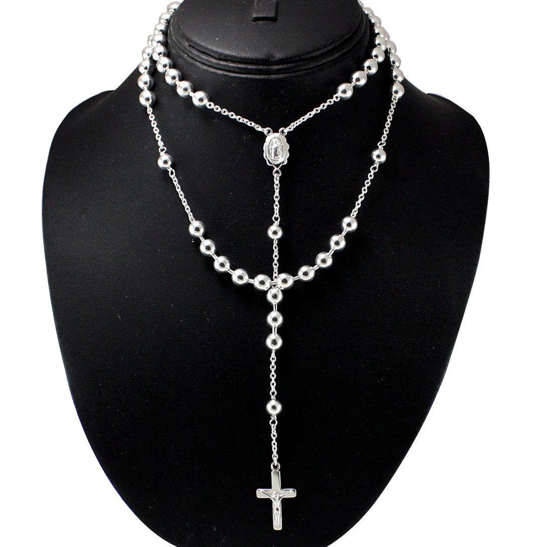 Taraash 925 Sterling Silver Beaded Rosary | Cross Chain For Unisex | Religious Rosary - Taraash