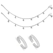 Taraash 925 Sterling Silver Beautiful Collection Combo of Anklet and Toe Ring COMBO ANTR 157 - Taraash