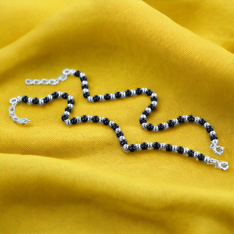 Taraash 925 Sterling Silver Black Beaded Anklet For Babies - Taraash