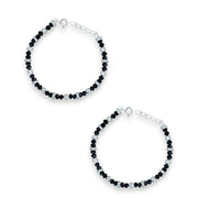 Taraash 925 Sterling Silver Black Beaded Anklet For Kids - Taraash