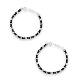 Taraash 925 Sterling Silver Black Beaded Anklet For Kids - Taraash