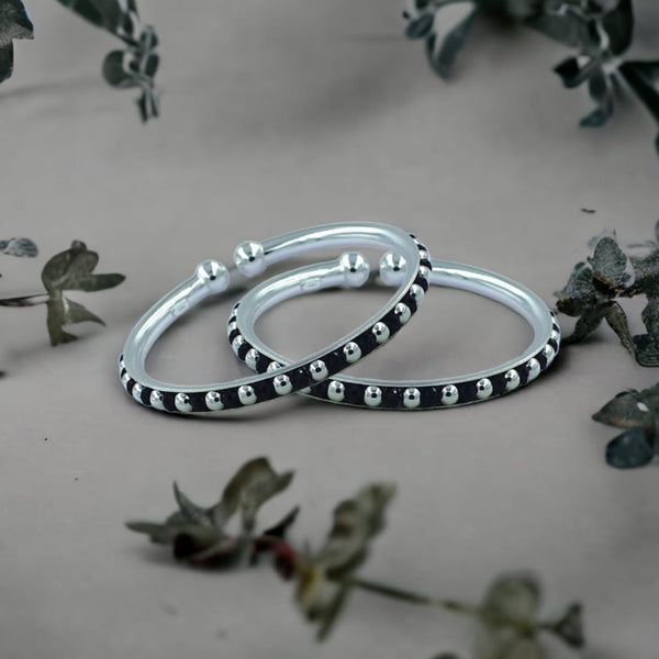 Taraash 925 Sterling Silver Black Beaded Bangle For Kids - Taraash
