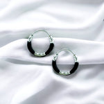 Load image into Gallery viewer, Taraash 925 Sterling Silver Black Enamel Hoops For Girls - Taraash
