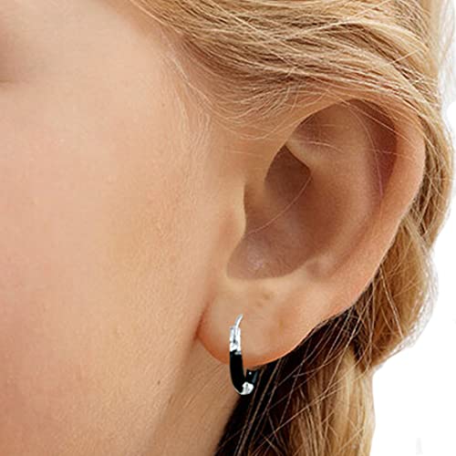 Taraash 925 Sterling Silver Black Enamel Hoops For Girls - Taraash