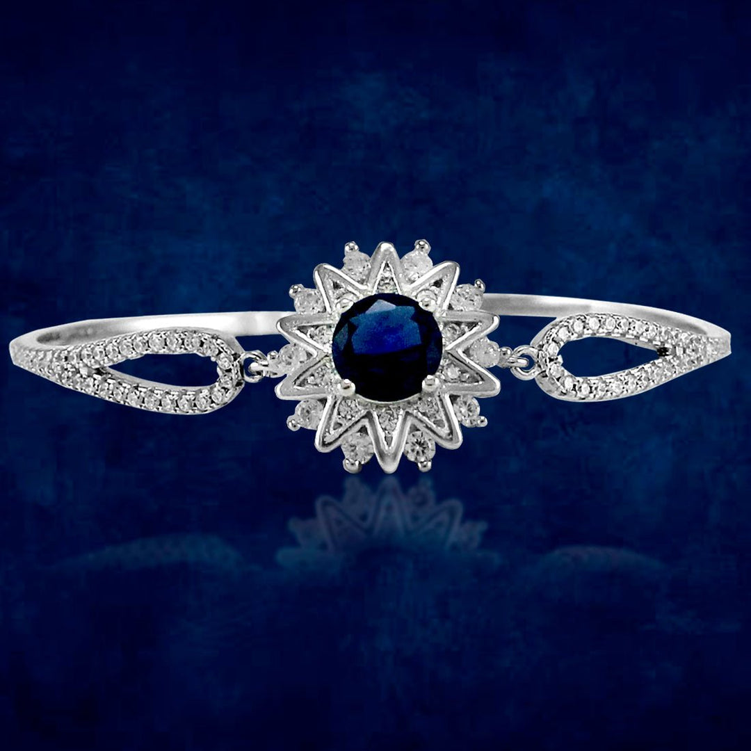 Taraash 925 Sterling Silver Blue Cz Bangle For Women - Taraash